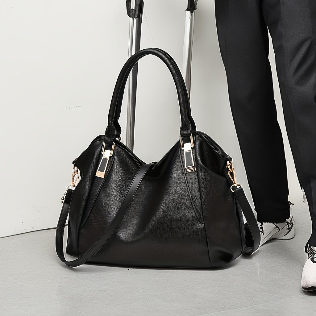 Fashion Casual Shoulder Bag - PU Leather Large Capacity Tote Bag